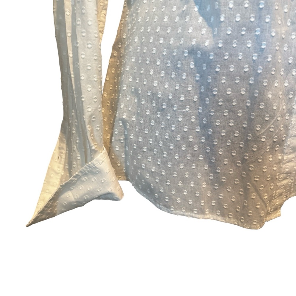 Talbots White Polka Dot Button-Up Blouse - Picture 4 of 5